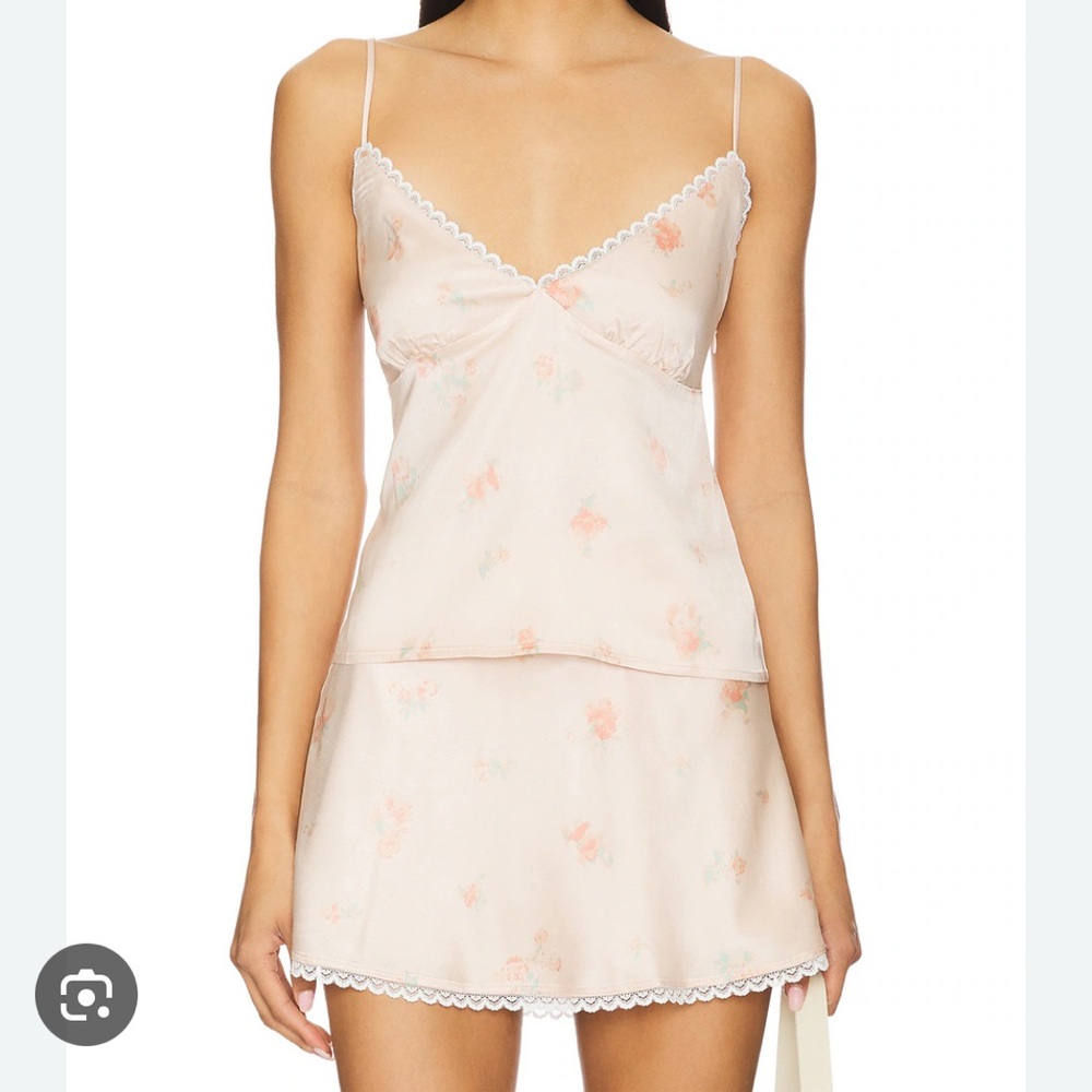 REVOLVE Floral Lace Chemise - Cream and Pink